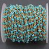10 feet Turquoise 3mm-3.5mm 24k Gold Plated Rosary Style Beaded Chain - Beads Wire Wrapped Chain view 1