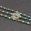 10 feet Turquoise 3mm-3.5mm 24k Gold Plated Rosary Style Beaded Chain - Beads Wire Wrapped Chain view 2