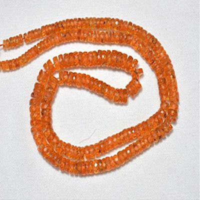 13 inch natural beads strand of 3.5-7mm faceted heishi mandarin garnet gemstone beads for DIY jewelry - necklace, bracelet, earring, ring.