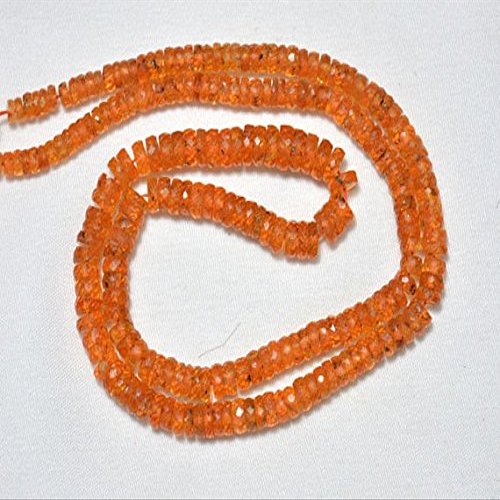 13 inch natural beads strand of 3.5-7mm faceted heishi mandarin garnet gemstone beads for DIY jewelry - necklace, bracelet, earring, ring.