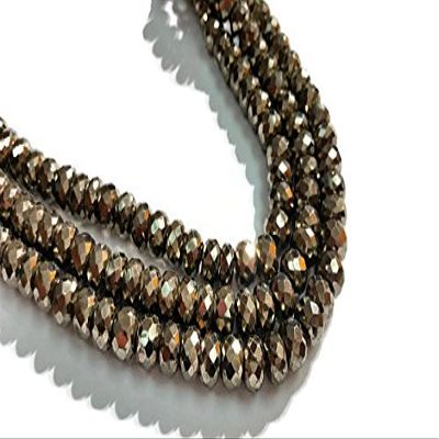 13 inch natural beads strand of 8mm faceted round pyrite gemstone beads for DIY jewelry - necklace, bracelet, earring, ring.