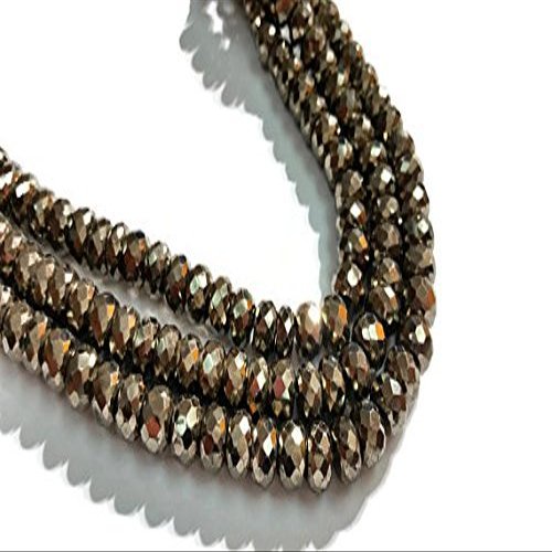 13 inch natural beads strand of 8mm faceted round pyrite gemstone beads for DIY jewelry - necklace, bracelet, earring, ring.