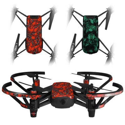 Skin Decal Wrap 2 Pack Compatible with DJI Ryze Tello Scattered Skulls Red Drone NOT Included