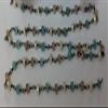 10 Feet Aqua Chalcedony And Glass Pearl With Smoky Quartz Hydro Rosary Beaded Chain - Oxidized Wire Wrapped Chain - Beads Size 3-4mm view 1