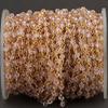 10 Feet Light Pink Hydro Coated Quartz 3mm 24K Gold Plated Wire Wrapped Rosary Style Beaded Chain view 1