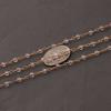 10 Feet Light Pink Hydro Coated Quartz 3mm 24K Gold Plated Wire Wrapped Rosary Style Beaded Chain view 2