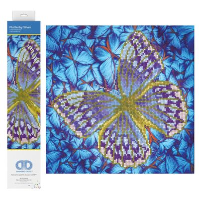 DIAMOND DOTZ Flutterby Silver Butterflies Diamond Painting Kits for Adults - Diamond Art Kits a Relaxing Creative Craft Kit with Dotz Gems 12"x12"