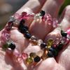 pink green gem watermelon tourmaline faceted heart briolette drop beads 5-6mm full 8" strand view 1