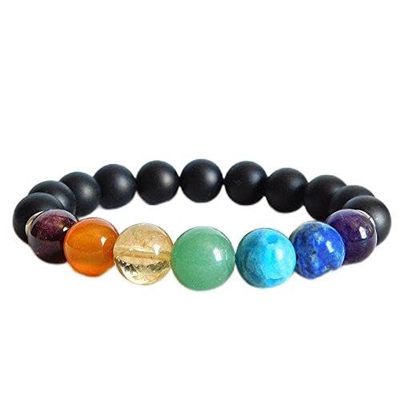 JEWELZ chakra and onyx bracelet with sterling silver spacers/yoga bracelet/energy bracelet/meditation bracelet / 10mm