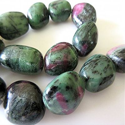 natural ruby zoisite smooth large tumbles beads, 18mm to 27mm, 6 inch