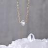 delicate herkimer diamond crystal necklace in sterling silver platedor rose gold filledfilled filled, single herkimer diamond pendant, natural clear crystal 6mm view 1