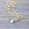 delicate herkimer diamond crystal necklace in sterling silver platedor rose gold filledfilled filled, single herkimer diamond pendant, natural clear crystal 6mm view 2