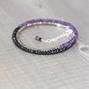 amethyst, black spinel & pyrite necklace in sterling silver, rose or gold filledfilled filled. dainty beaded choker. delicate gemstone layering necklace 3 to 3.5mm 16" strand. view 2