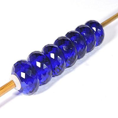10 pc! wholesale lot blue sapphire hydro roundel faceted big 5mm hole 14x8mm european bracelet beads