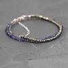 labradorite, iolite & pyrite necklace. beaded blue gemstone choker. long layering necklace. sterling silver, rose or gold filledfilled filled. jewellery 3.5mm 16" strand. view 2