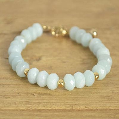 JEWELZ amazonite bracelet - pastel blue bracelet - blue gold bracelet - adjustable bracelet - gemstone bracelet - everyday jewellery - gift for her 8mm