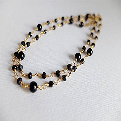 gold filledfilled filled rosary necklace black spinel and onyx gemstone necklace, gold filledfilled filled dainty,rosary style,black spinel necklace, black gemstone 2/3 mm-4,5 mm