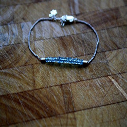 sky blue topaz bracelet, sterling silver platedskinny bracelet, gemstone faceted bead bracelet, fine curb chain, dainty ditsy bracelet 2-3mm