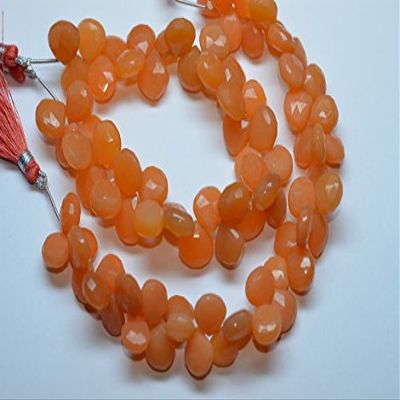 13 inch natural beads strand of 10mm faceted heart mango chalcedony gemstone briolletes beads for DIY jewelry - necklace, bracelet, earring, ring.