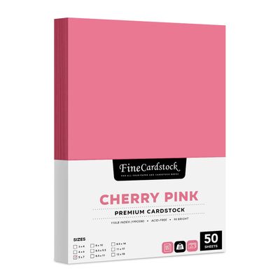5 x 7" Cherry Pink Pastel Color Cardstock Paper Great for Arts & Crafts, Wedding Invitations, Cards and Stationery Printing | Medium to Heavy Card Stock 110lb Index (199gsm) | 50 Sheets per Pack