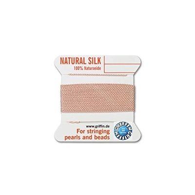Griffin Natural Silk Thread for stringing Pearls and Beads Size #12 Light Pink