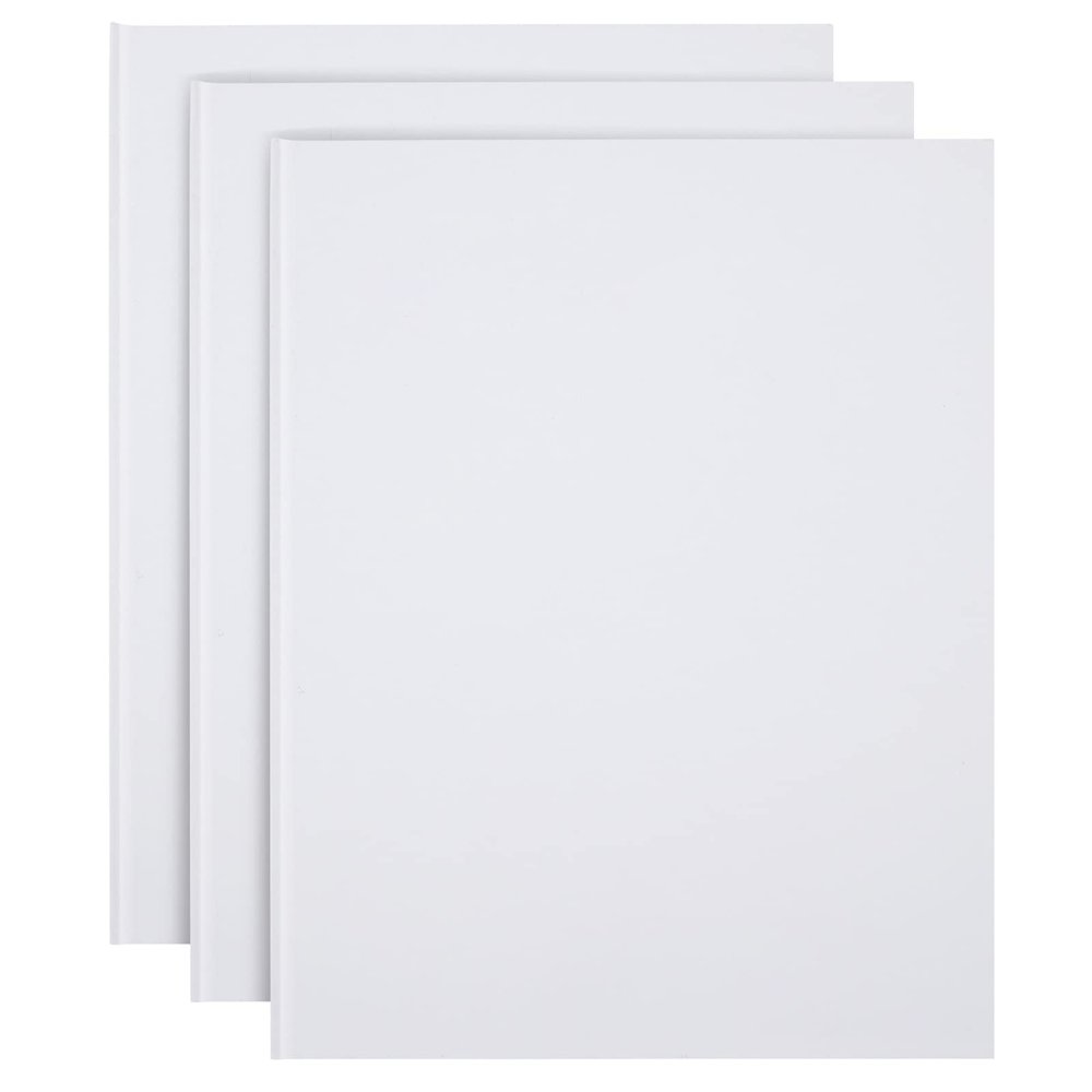 Paper Junkie Blank Books for Kids to Write Stories - 8.5 x 11 In, White Hardcover, Pack of 3 - Unlined Journal & Scrapbook with 36 Pages Acid-Free Paper for Drawing & Doodling