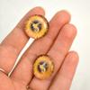 Queen Bee Glass Eyes Honey Bumble Bug Insect Black Yellow Orange Art Dolls Taxidermy Sculptures or Jewelry Making Crafts Matching Set of 2 (20mm) view 2