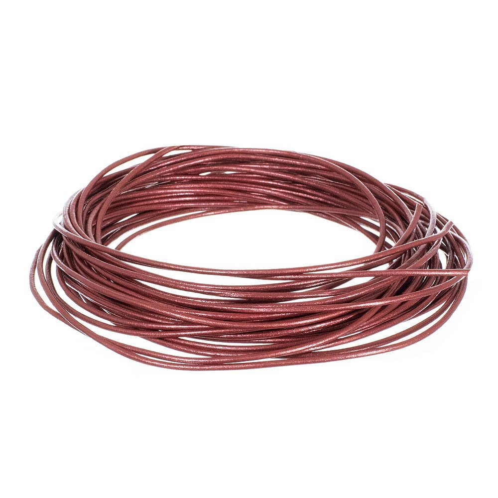 Craft County 1.5mm Round Leather Cord 5, 10, 25 Yards (Russet, 5 Yards)