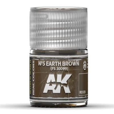 AK Interactive Real Color WWII Shop Paint Line 10ml - RC023 thru RC077 Color: N5 Earth Brown FS 30099 - RC029