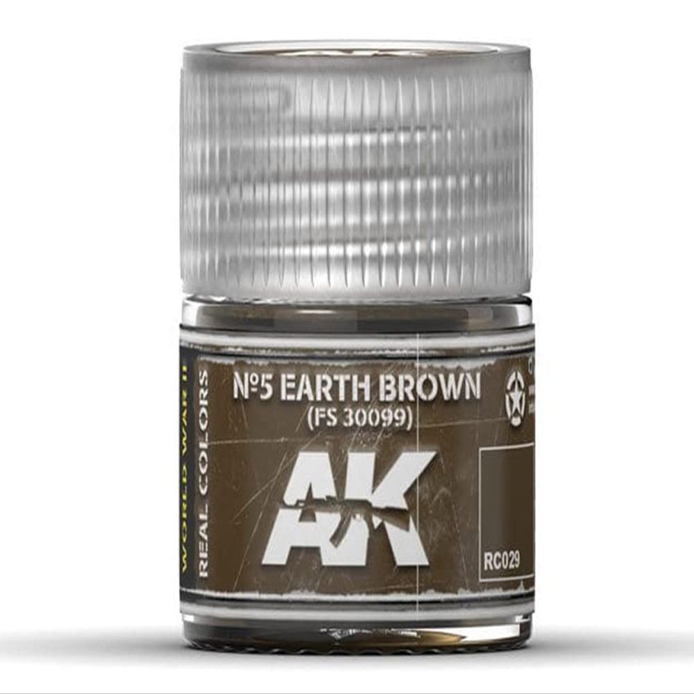 AK Interactive Real Color WWII Shop Paint Line 10ml - RC023 thru RC077 Color: N5 Earth Brown FS 30099 - RC029