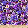 Lovely Pansies Purple, Fabric by the Yard view 1