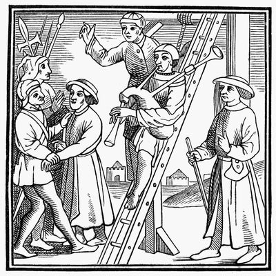 Hanging To Music Na Minstrel Condemned To The Gallows Obtained Permission For One Of His Companions To Accompany Him To His Execution And Play His Favorite Instrument On The Ladder Of The Gallows Line