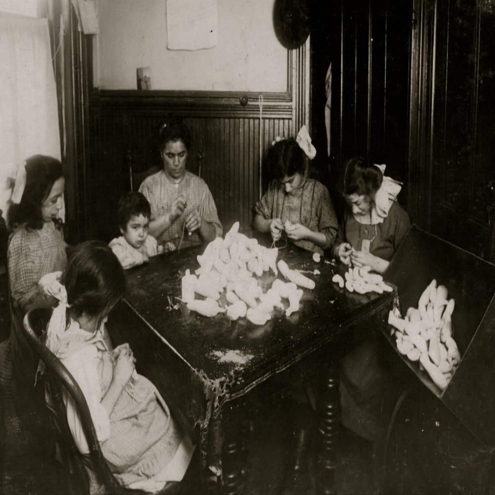 5 PM Making dolls legs for Campbell Kids Cattena family 71 Sullivan St 5[th] floor front As soon as the photo was taken Rose carried the box full of finished legs to the Aetna Doll and Toy Co (whose n