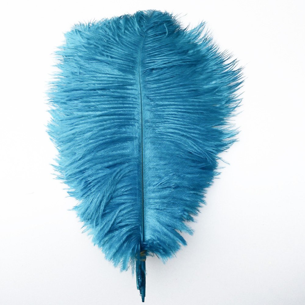 XZEN 9.9"-11.8" Ostrich Feather Plume Decoration DIY Craft Pack of 100PCS (Turquoise)