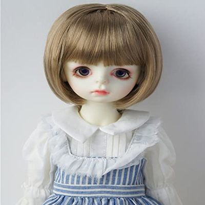 JD244 8-9inch 21-23CM Short BOBO Doll Wigs 1/3 SD Synthetic Mohair BJD Accessories (Brown)