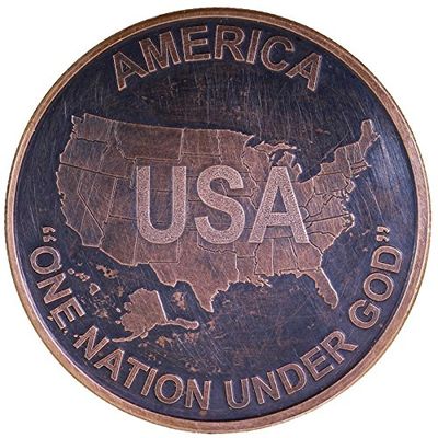 1 oz .999 Pure Copper Round/Challenge Coin w/Black Patina (U.S.A. - One Nation Under God)