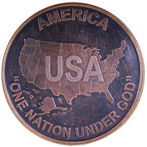 1 oz .999 Pure Copper Round/Challenge Coin w/Black Patina (U.S.A. - One Nation Under God)
