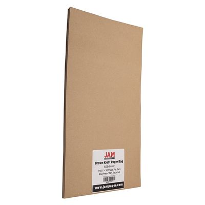 JAM PAPER Ledger 60lb Cardstock - 11 x 17 Tabloid - Brown Kraft - 50 Sheets/Pack