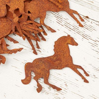 Pack of 25 Rusted Metal Horse Cutouts by Factory Direct Craft - Rusty Tin Western Rodeo Cowboy Cowgirl Galloping Horse Shapes for Crafts and DIY Projects
