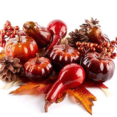 Factory Direct Craft Autumn Pinecones, Raffia, Berry Cluster, Pumpkin and Gourd Kit, for Home Decorating or Fall Weddings