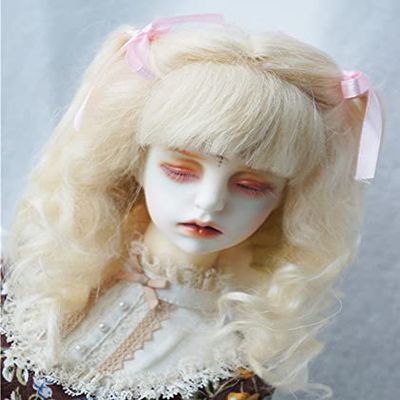 JD187 8-9inch 21-23cm Long Curly Princess Mohair BJD Wigs 1/3 SD Doll Accessories (Blond)
