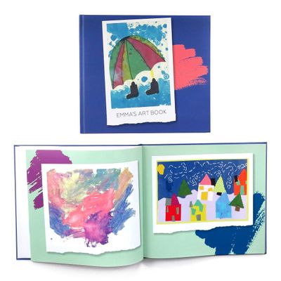 Plum Print Custom Book of Your Child's Art: 10 x 8 Hardcover Art Book - Scrapbook Style - up to 60 Pieces