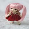 JD152 Angels Pony Doll Wigs 1/6 1/8 1/12 Tiny Doll Wigs Synthetic Mohair Doll Accessories (Pink, 5-6inch) view 4