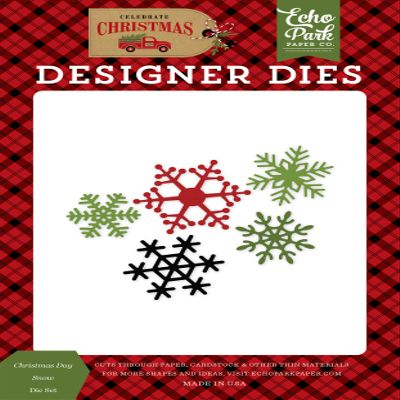 Echo Park Paper Company Christmas Day Snow Set Paper die, Red/Green/Tan/Burlap/Black