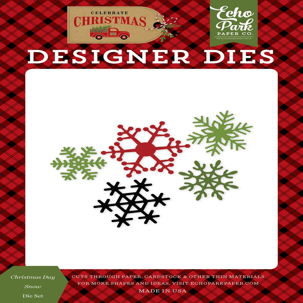 Echo Park Paper Company Christmas Day Snow Set Paper die, Red/Green/Tan/Burlap/Black
