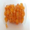 JP_Beads 10 Feet Natural Carnelian Smooth Oval Beaded Chain - 24K Gold Plated Wire Wrapped Chain - Oval Beaded Chain - Beads 6X8mm view 2