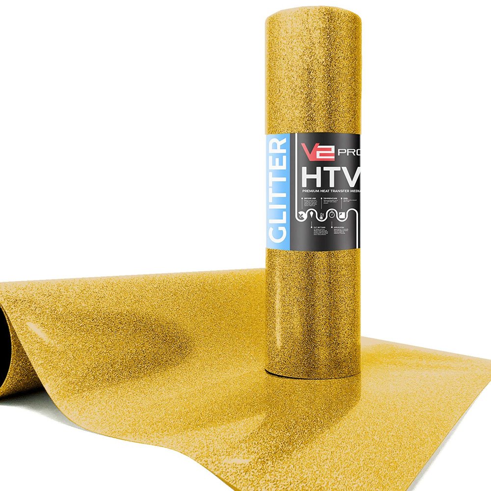V2 Pro Hyper Glitter Heat Transfer Film HTV (Gold, 10" x 3ft)