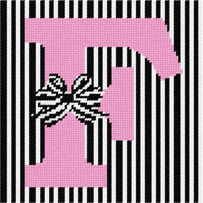 Pepita Needlepoint kit: Letter F Striped Bow, 7" x 7"