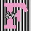 Pepita Needlepoint kit: Letter F Striped Bow, 7" x 7" view 1