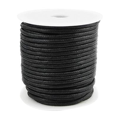 INSPIRELLE 22 Yards 3mm Black Waxed Cotton Cord Jewelry Making Beading Thread Crafting Macrame Rope